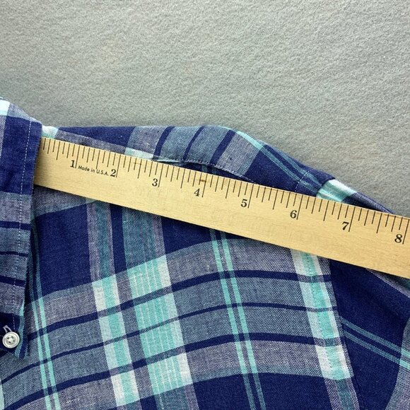 Brooks Brothers Irish Linen Shirt Mens Large Blue Plaid Regent Button‎ Down - Picture 11 of 15